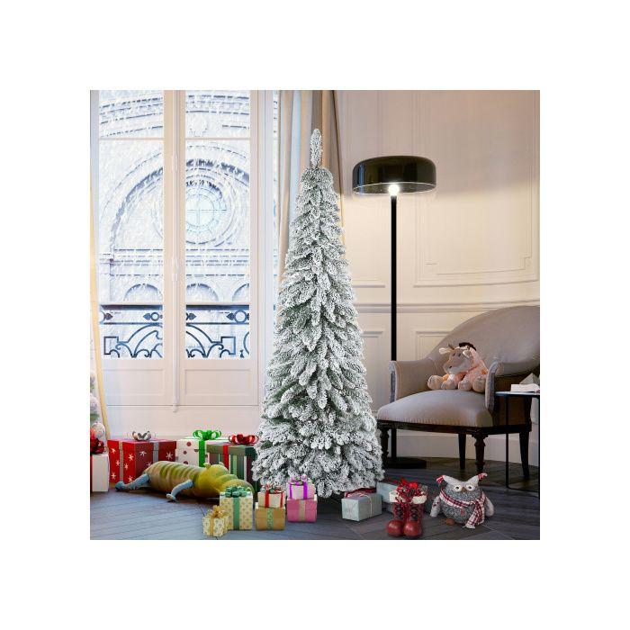 HOMCOM Sapin de Noël artificiel 180 cm Sapin artificiel avec neige artificielle et pied, 523 branches pour une décoration festive