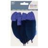 Feathers - ARTEMIO - 6 Blue Feathers with Glittery Purple Tip - 11x3.5cm - Set of 6 - Creative Decoration