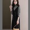 Women's Turtleneck Sweater Dress Autumn and Winter Fake Two-piece Mid-length Knitted Shirt Loose and Fashionable Long-sleeved Pullover