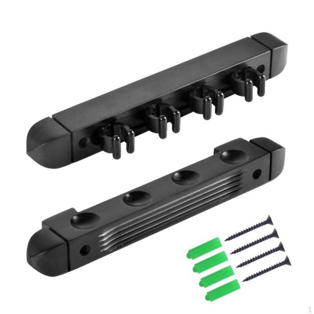 4 Hole Billiard Cue Rack Wood WallAttached Saving Wooden Pool Holder for Game Room, Bar