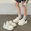 Thick-soled heightening little white shoes women's autumn new leather comfortable muffin thick-soled shallow mouth casual sports board shoes