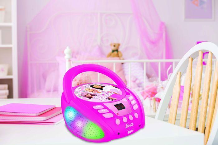 Lecteur cd bluetooth - barbie - multicolore - bluetooth 5.0 - prise auxiliaire - effets lumineux