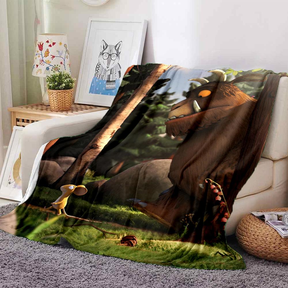 Coperta stampata a tema Il Gruffalò - Perfetta per divano, letto, viaggi e uso all'aperto | Lavabile in lavatrice, accogliente e resistente.