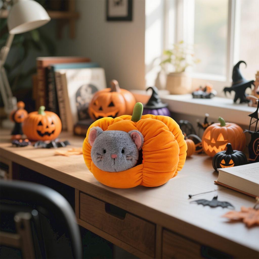 Halloween Pumpkin Plush Toy, Cute Stuffed Animal Doll for Kids, Decorative Figurine, Animal Series, Tagless