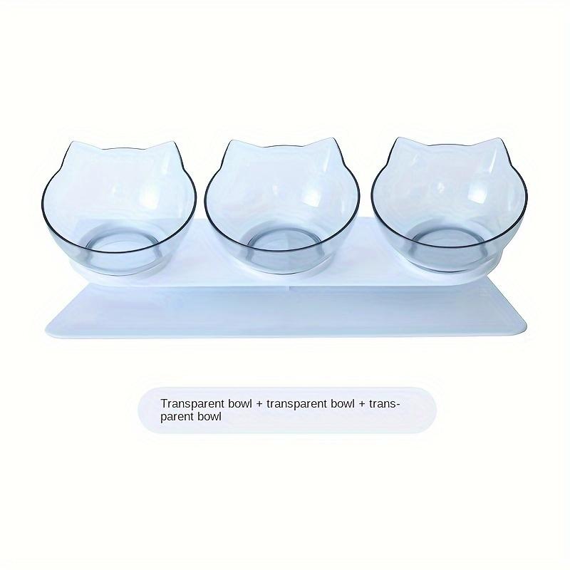 

Миски-подставки для кошек 3-в-1 с защитой шеи, наклон 15° для еды и воды, прозрачные пластиковые миски с подставкой