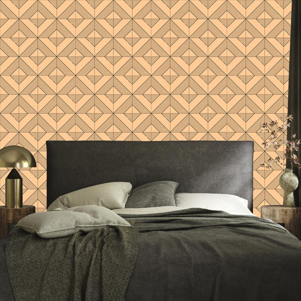 Geometric Diamonds Wallpaper Gold and Cream for Living Room and Bedroom 50x1000