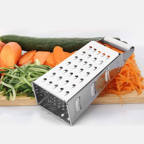 J-ouuo 4-Sided Cheese Grater, Vertical, Ergonomic Stainless Steel, for Cucumber, Carrot, Cheese, Fruit, Vegetables, Chocolate, Cheese Grater, Kitchen