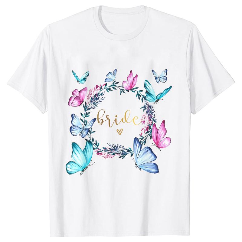Fashion Bridal Wedding Party T-shirt Team Bride Bridesmaid Shirts Unisex’s Bachelorette Single Farewell Party Flower Wreath Tees