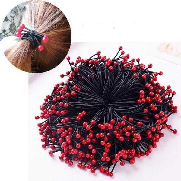 Korean version of the classic three-strand knotted 6 beads, hair band, hair accessories, headgear, hair tie, rubber band handmade, no hair damage