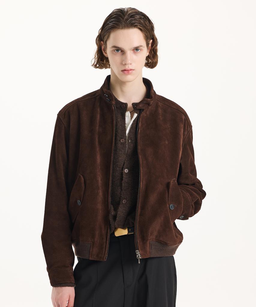 Connect Kinloch [Real Leather] Suede Harrington Jacket [Brown]