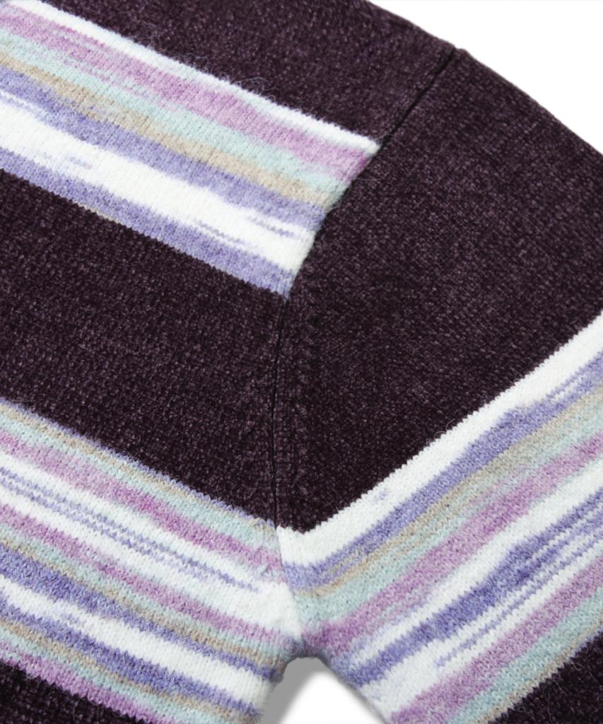 TRILLION Gradient Stripe Velvet Collar Knit_Purple