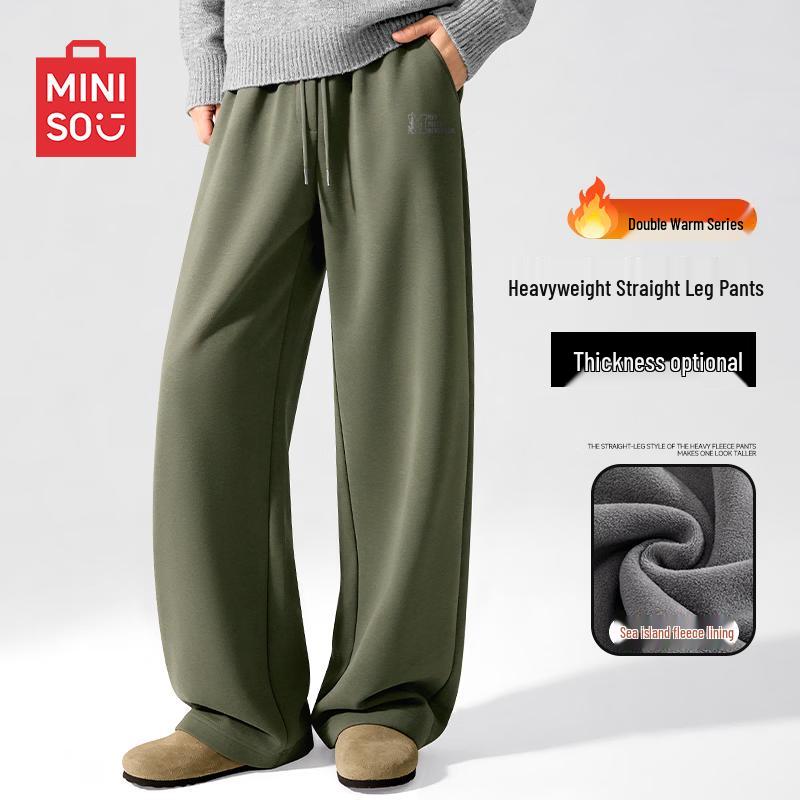 MINISO Men s Winter Fleece-Lined Straight-Leg Sweatpants 2XL