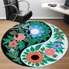 1pc Floral Yin Yang Symbol Carpet, Round Non Slip Durable Large Size Office Carpet, Suitable for Office