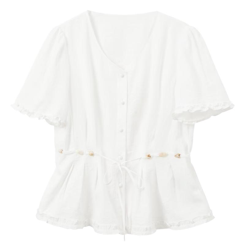 San Cai Women s Plus Size V-Neck Puff Sleeve Top L
