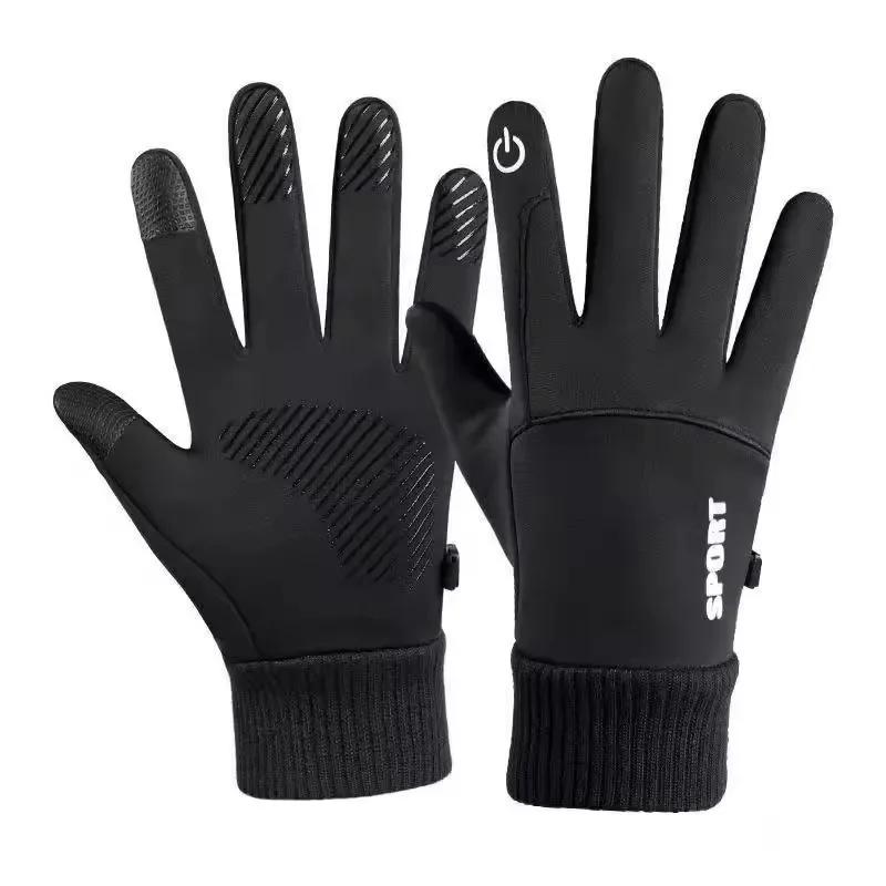 Winter Full Fingers Thermal Gloves Lining Windproof and Waterproof Cycling Gloves Motorcycle Ski Touch Screen Fleece Glove