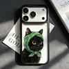Green Headband Black Cat iPhone 17 Pro Drop-Proof Transparent Phone Case, Compatible with Apple iPhone 16/15/14