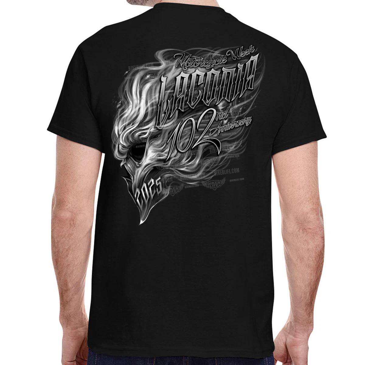 2025 Laconia Motorcycle Week Smokin Skull T-Shirt No Harley S