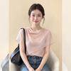 French Pink Swinging Collar Shawl Short-sleeved Shirt Women's Summer New Design Great-looking Temperament Top