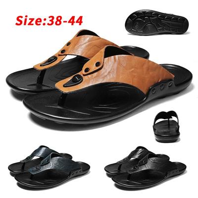 Leather Men Water Beach Sandals Summer Outdoor Casual Closed Toe Sports Sandals Non-slip Soft Hiking Wading Sneakers