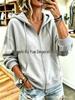 European & American Casual Hooded Cardigan with Pocket - Long Sleeve Hoodie (White & Black Drawstrings)
