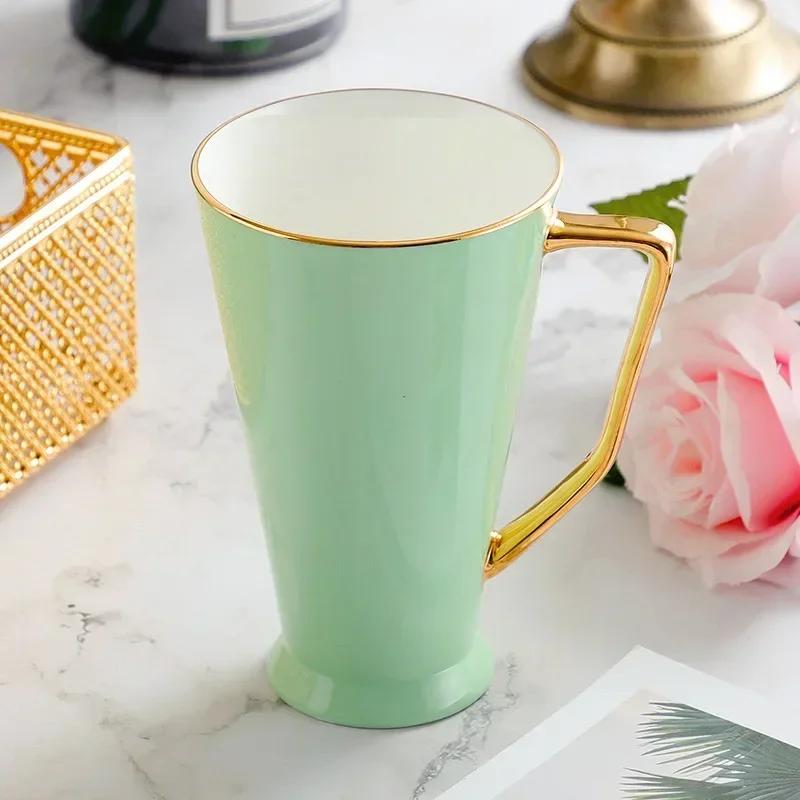 High Bone China Large Capacity High Cup Macaron Simple Water Cup Household Ceramic Coffee Cups Coffee Mug    Mugs Coffee Cups