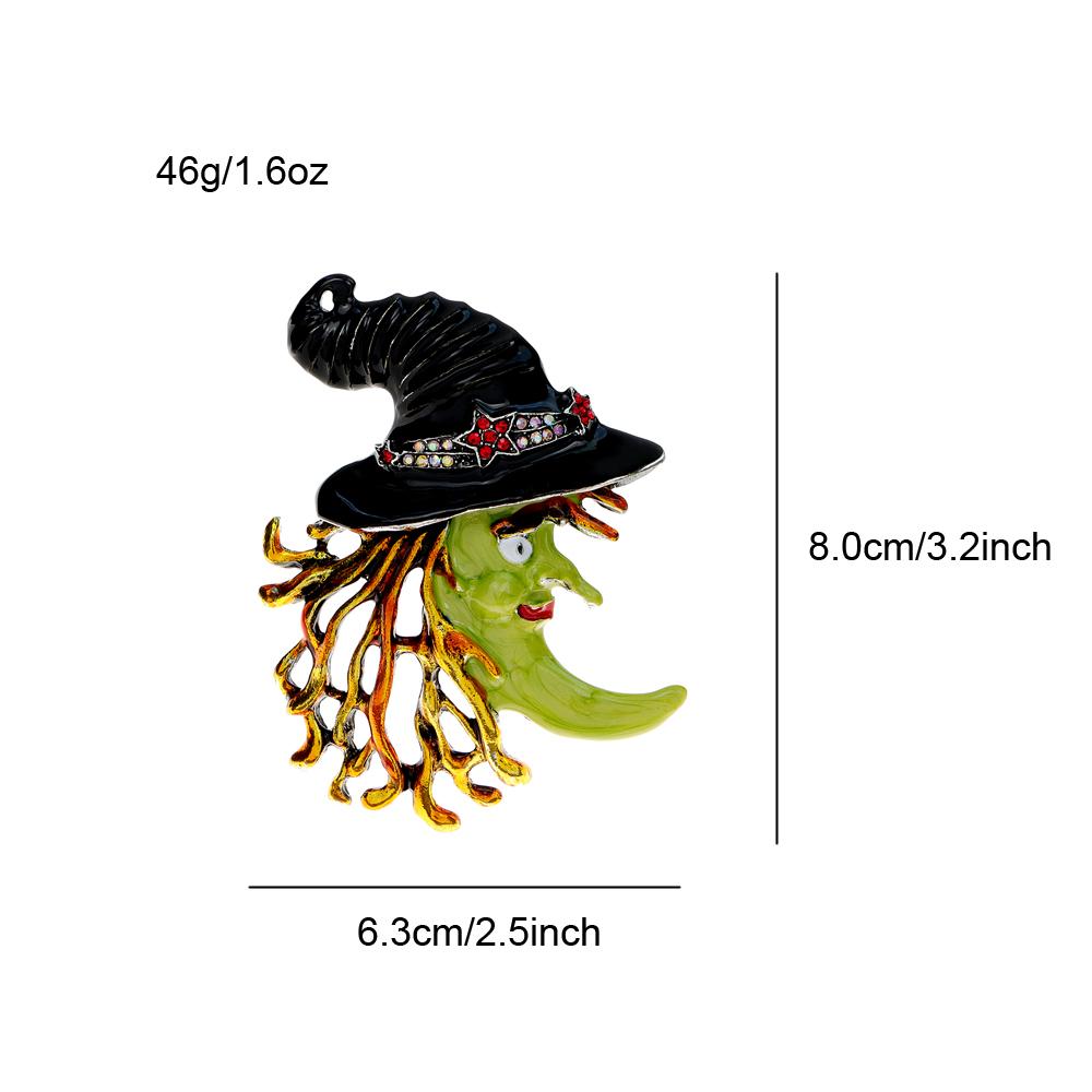 Novo broche de bruxa esmaltado de Halloween grande alfinete bizarro