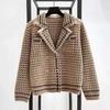 Jackets Women's Autumn Winter Small Fragrance Short Coat Female Style Vintage Houndstooth Knitted Cardigan Outwear Tops