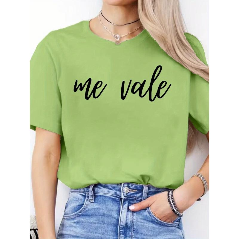 

Women S Round Neck Short Sleeve Sports T-Shirt with Spanish Letter Print for Spring and Summer Casual Wear. 4XL зелений