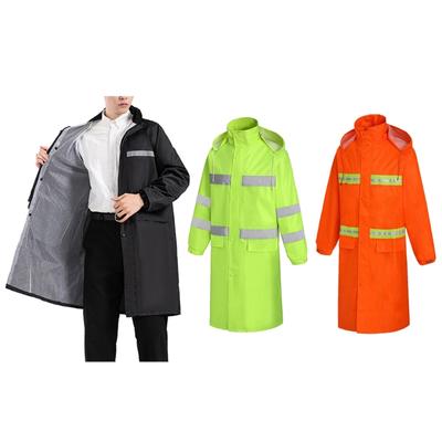 Regenjacke Hohe Sichtbarkeit Arbeitskleidung Sicherheit Versteckte Kapuze Fluoreszierend Blinkend Mit Kapuze Lange Länge Wasserdicht Arbeitsmantel