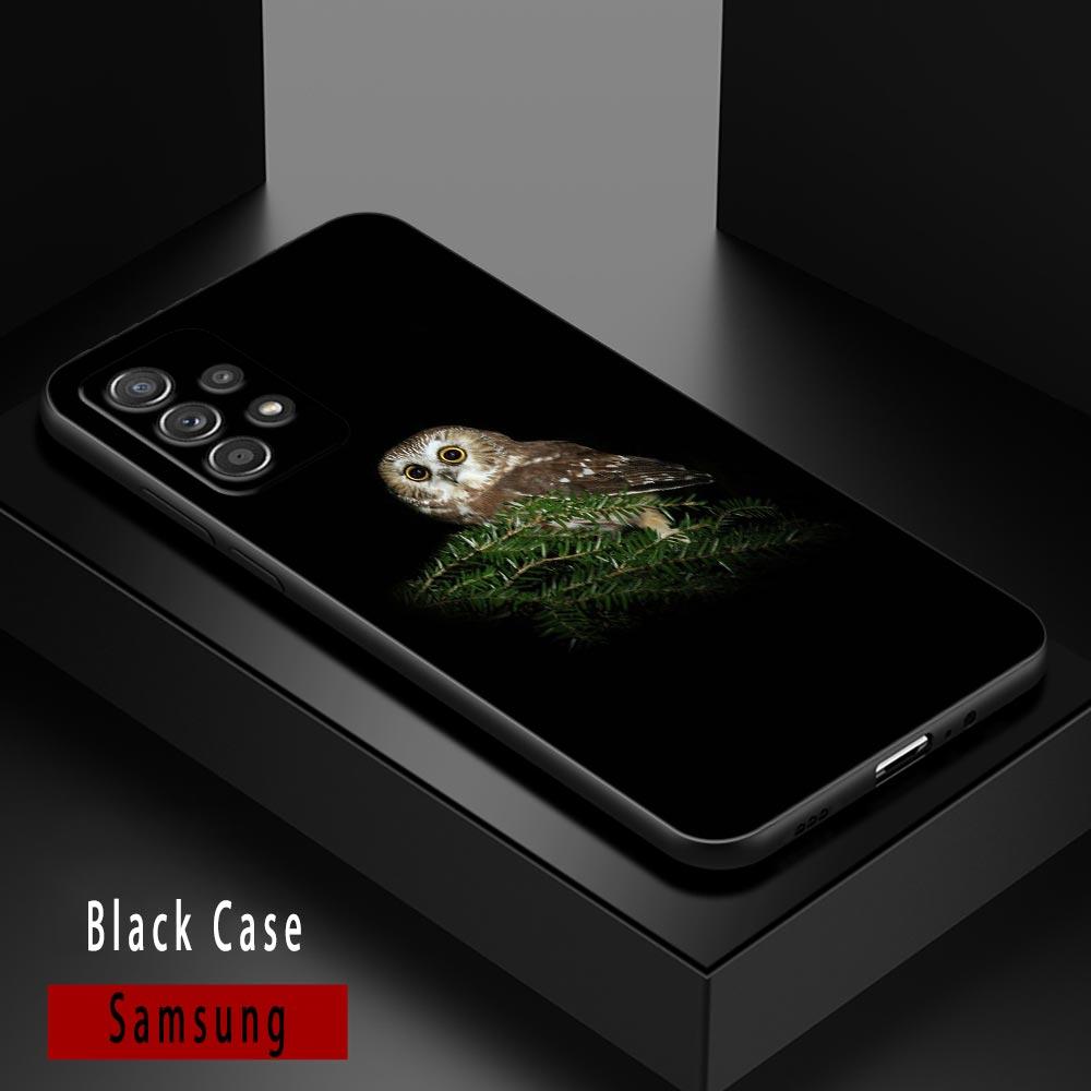 Cute Baby Owl Animal Cases For Samsung Galaxy A52 Funda Samsung A52s A54 A53 5G A72 A73 A33 A31 A32 A51 A71 A41 Soft Black Cover