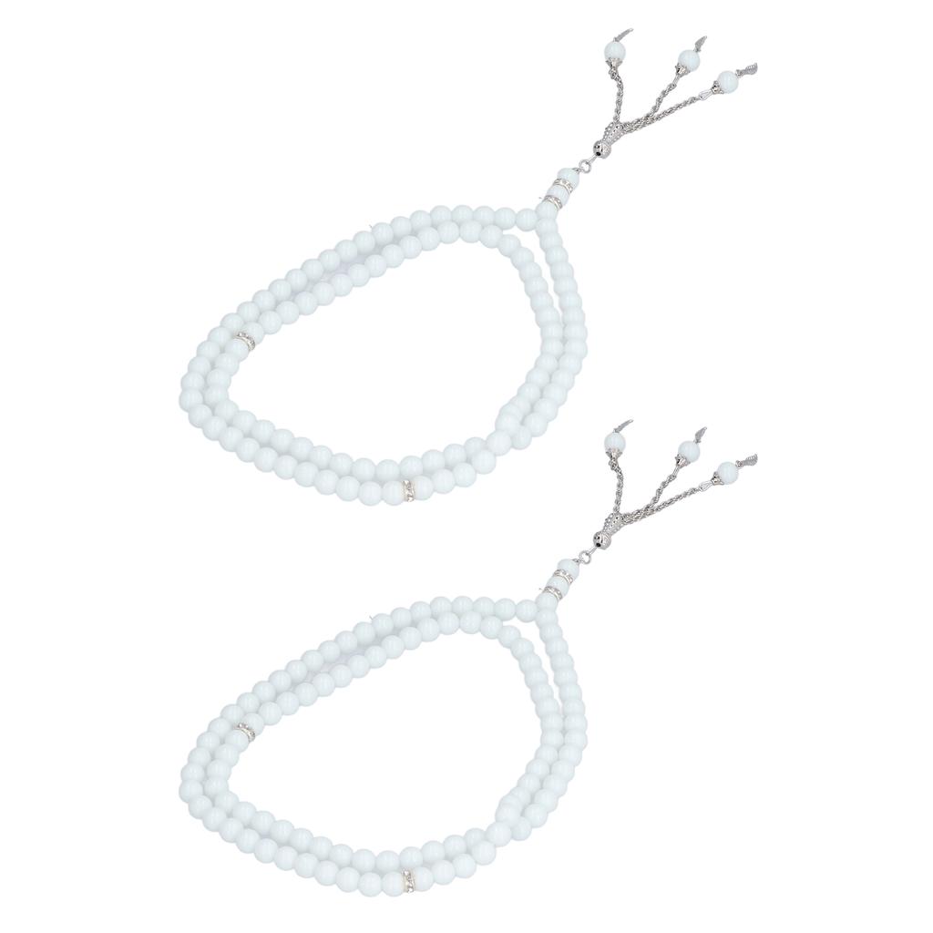 2Pcs Beads Rosary 99 Grains Exquisite White Religious Article Worship Prayer Supplies