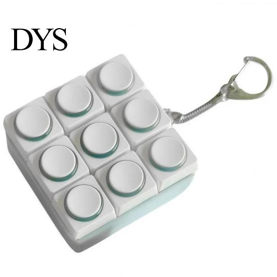 Decompression Button Toy Fidget Keyboard 1/2/3/4/5/6/9-Keys Stress Relief Finger Clicker Keychain with LED Light Portable Sensory Mechanical