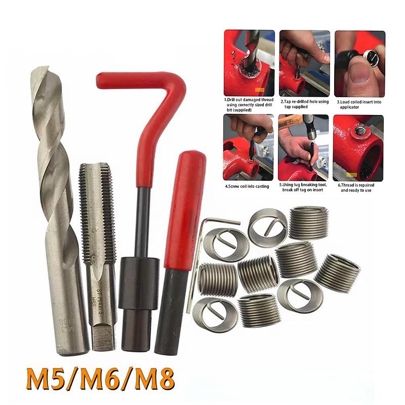 30Pcs Metric Thread Repair Insert Kit M5 M6 M8 Car Pro Coil Tool M8*0.8Thread Repair Insert Kit