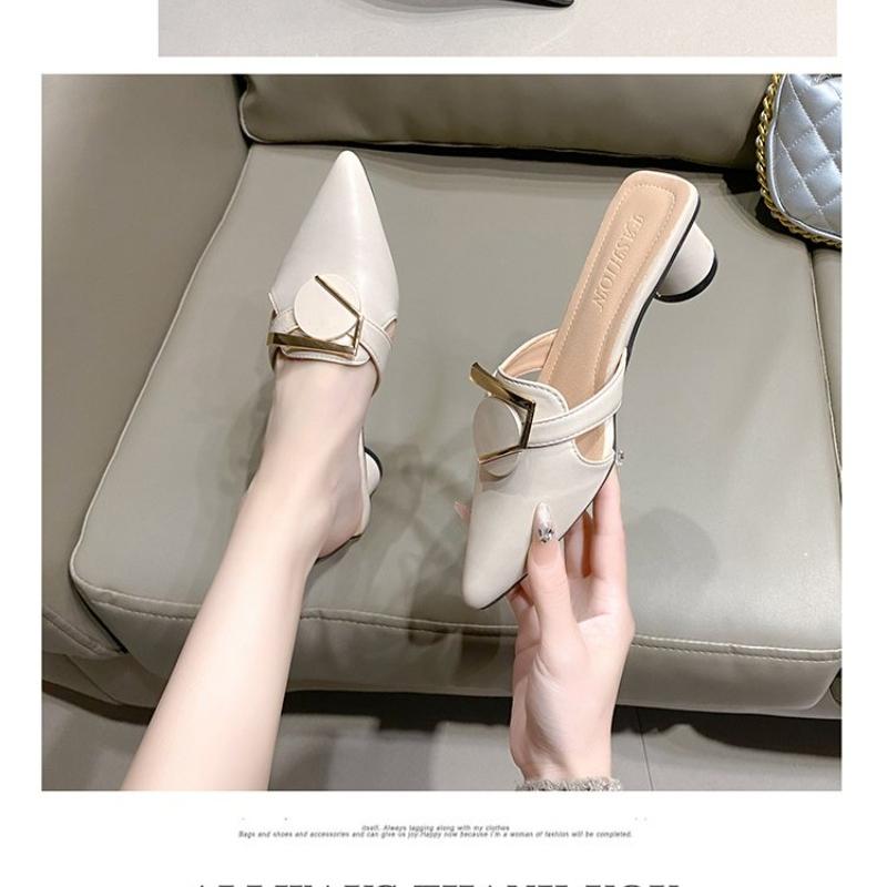 Fashion Women's Sandals Summer New Heel Pointed Geometric Shallow High Heels Fashion Temperament Simple Generous Sandals Work Pumps