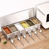 Stainless Steel Seasoning Box 3/4/5/6 Gird with Lid Kitchen Spiece Storage Box Easy to Clean Removable