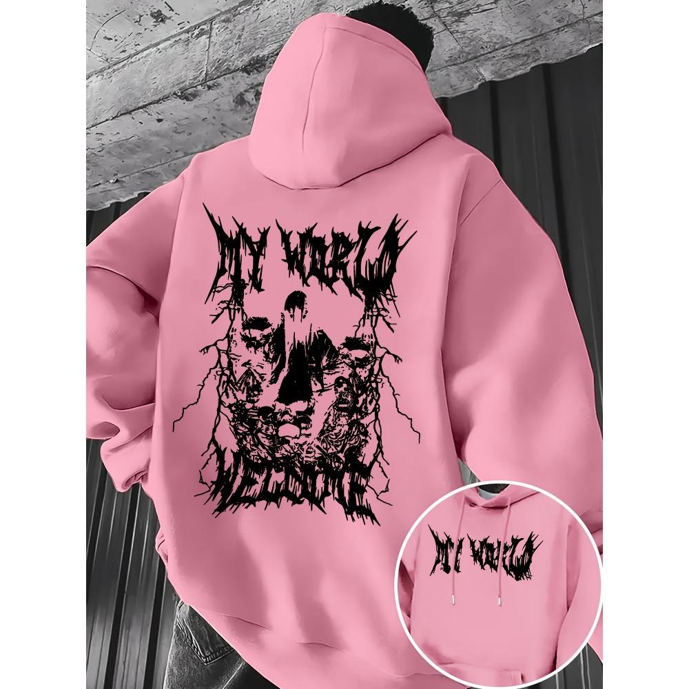 Men's Autumn and Winter Fashionable Printed Hooded Sweatshirt with Letter Patterns Printed on Both Sides, Casual Hooded Sweatshirt
