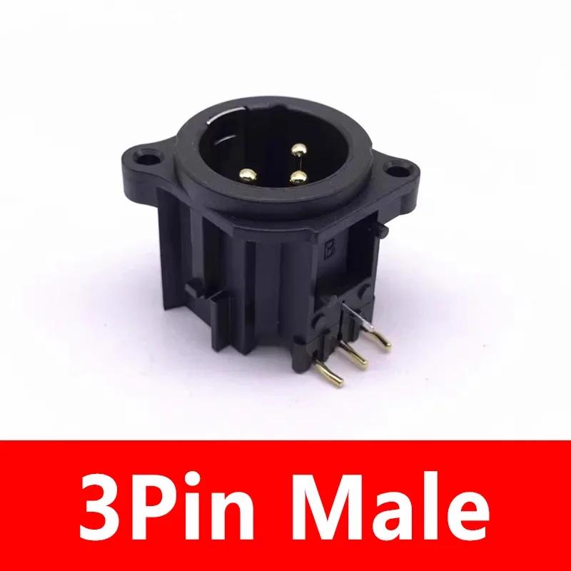 

2Pcs 3Pole XLR Connector Right Angle Gold Pin Male Female Jack Plug PCB Panel Socket for Mic Chassis 2pcs