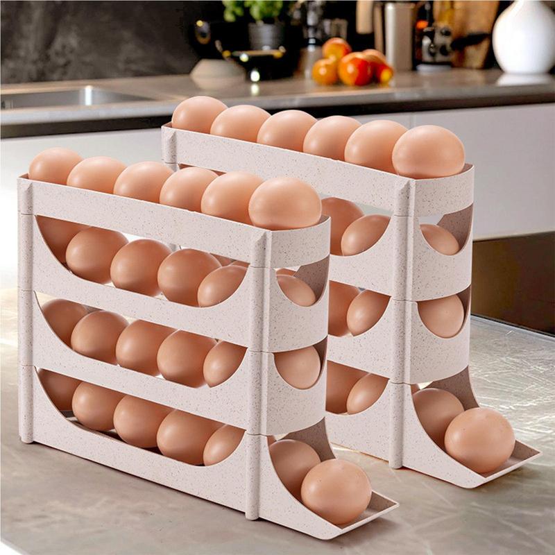 4 Tier Egg Holder Egg Dispenser Holder Automatic Egg Rolling Rack Eggs Storage Rack Egg Distributor Egg Storage Rack For Kitchen
