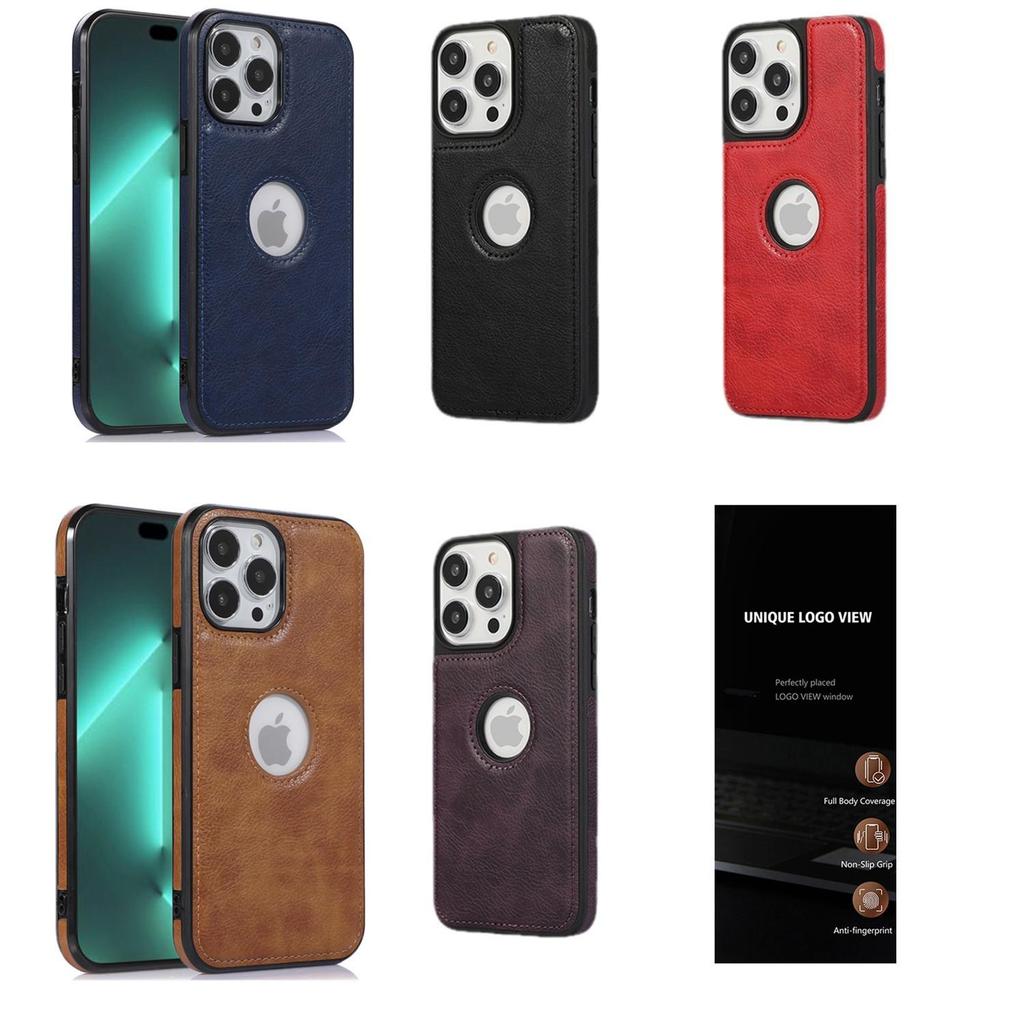 Skórzane etui na telefon z wzorem liczi dla iPhone 12, 13 Pro, 14 - Wzór z pustą etykietą, Pokrowiec ochronny