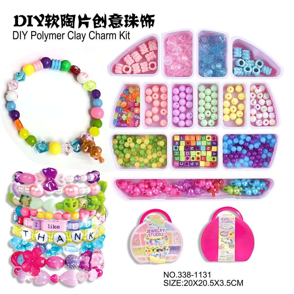 DIY Friendship Bracelet Making Kit with Clay Beads for Kids, Creative Handmade Jewelry Craft Set Educational Toy Gift Box for Girls Birthday