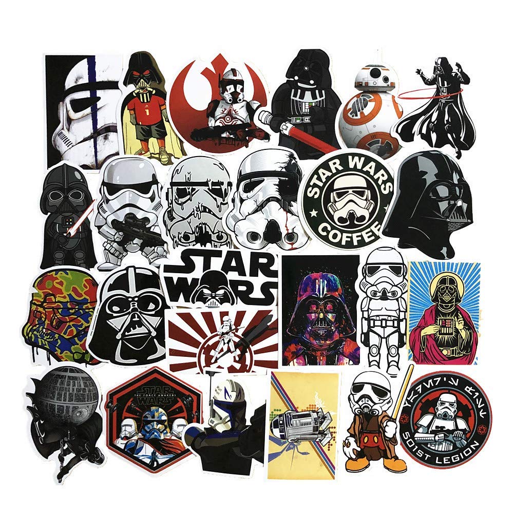 Star Wars Comic Waterproof Sticker Set for and Laptops 25-Piece Suitcases, Bicycles, Helmets, Computers, Phones,