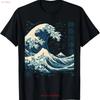 Die Große Welle vor Kanagawa Japanische Kunst Meer Ozean T-Shirt für Papa Mo vintage Gewaschen Stilvoll homme Weich Vielseitig Dehnbar