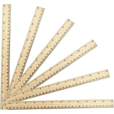 Régua de 12 Polegadas, Régua Métrica de Alta Qualidade, Fácil de Ler, Régua de Madeira para Desenho, 2 Escalas (30 cm)