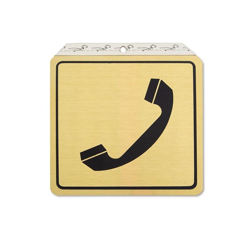 DUVER - PLACA ALUMINIO ORO 120x120mm TELEFONO