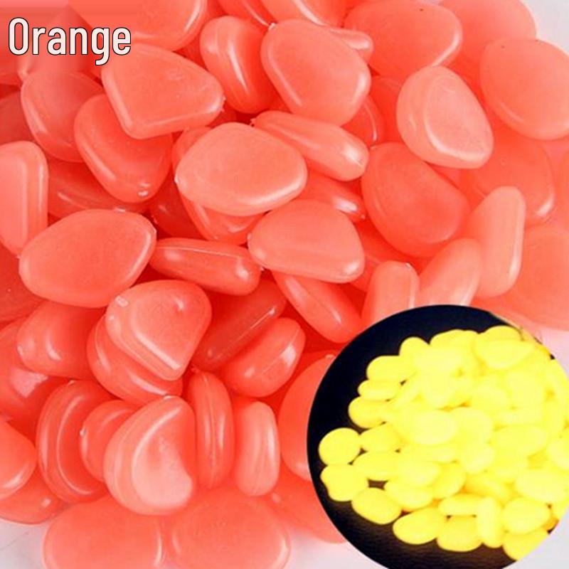 100 pcs Glowing Pebbles for Aquarium and Garden - 2cm Fluorescent Luminous Stones