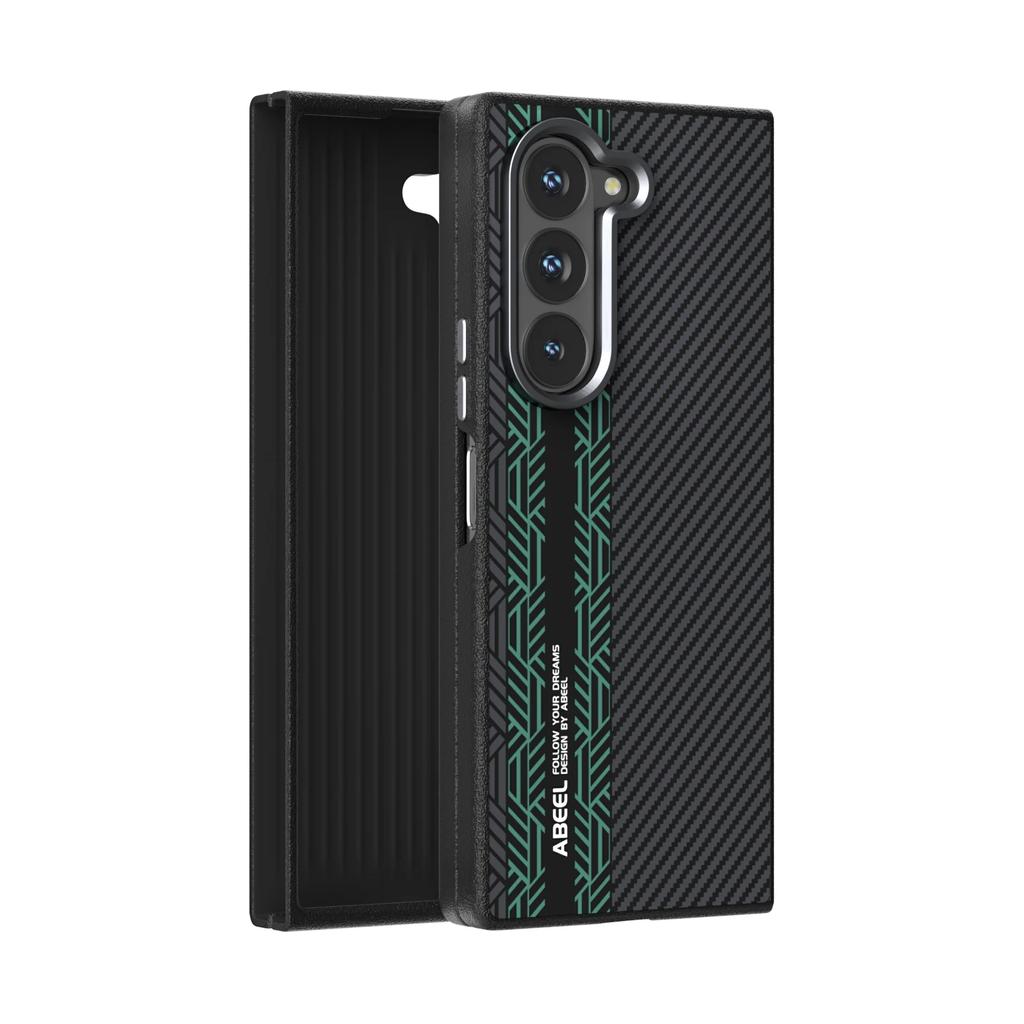 For Samsung Galaxy Z Fold 6 5 SE W25 ZFlip 6 5 Case Rough Magnetic Wireless Charging Carbon Fiber Texture Alloy Lens Anti-slip