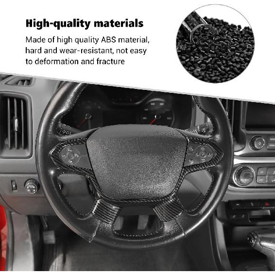 Carbon Fiber Steering Wheel Cover Interior Trims for Chevrolet Colorado 2014-23