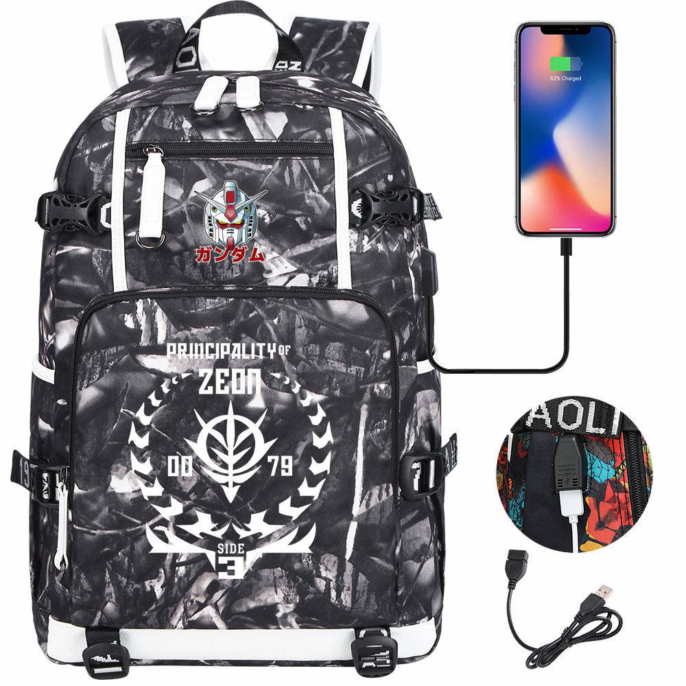 Nuovo Zaino Scolastico Stampato Mobile Suit Gundam per Studenti Adolescenti Uomo Donna Zaino da Viaggio Grande Capacità per il Tempo Libero