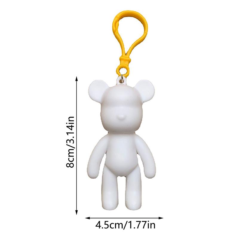10Pcs White Blank Graffiti Bear Keychains Diy Painting Toy For Kids Birthday Party Favors Kindergarten Gift Goodie Pinata Filler