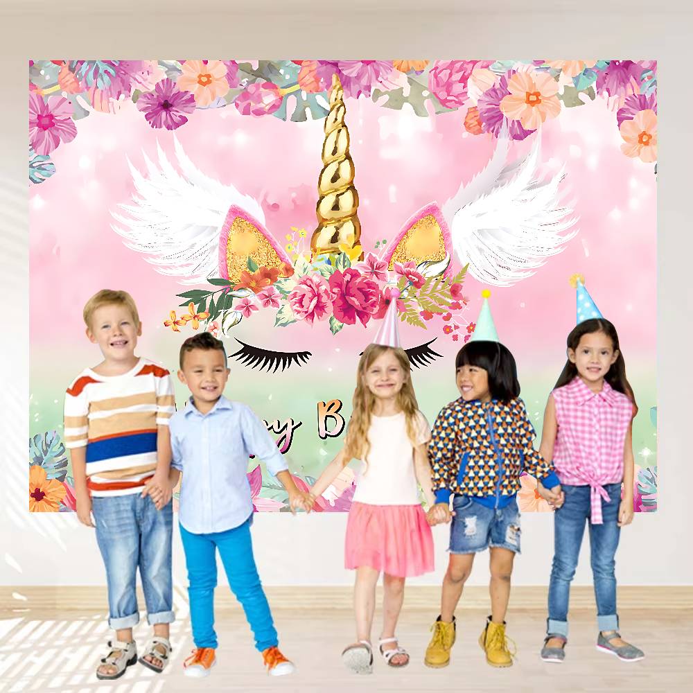 Ewprint Unicorn Birthday Background Photography Party Bedroom Living Room Decoration Shooting Background Cloth